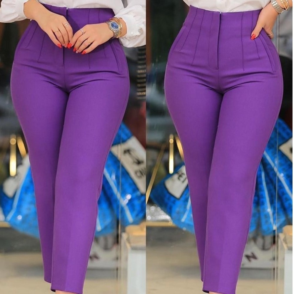 Women's High Waist Slim Pleated Pencil Pants with Pockets