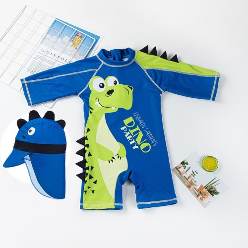 Baby Sun Protection Dinosaur Swimsuit Quick-Dry Long Sleeve One-Piece