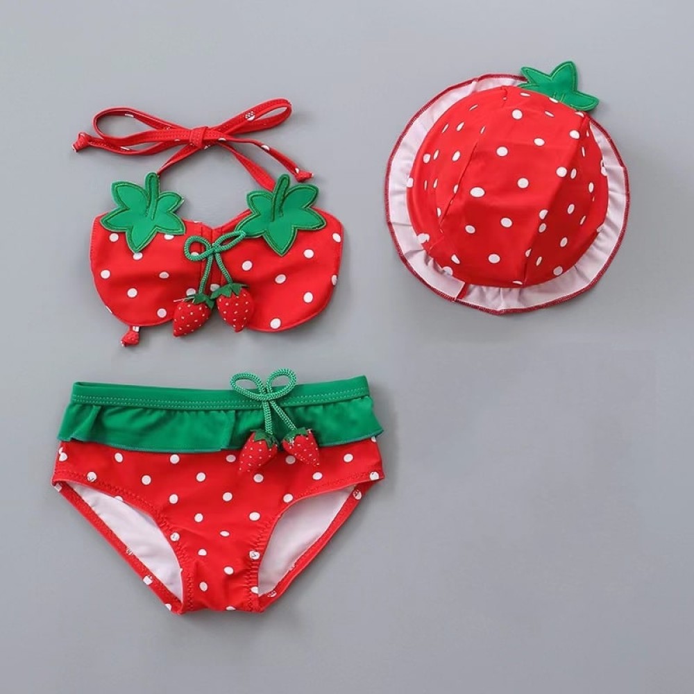 2024 Baby Girls 3-Piece Strawberry Pineapple Bikini Swimsuit