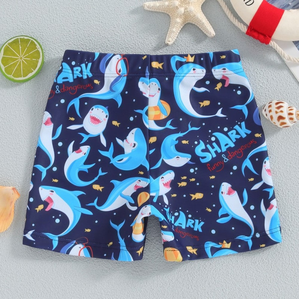 Toddler Boys Shark Print Swim Trunks Elastic Waist Swim Shorts