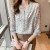 Elegant Floral Print V-Neck Women's Chiffon Blouse Long Sleeve Top