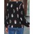 Elegant Feather Print Long Sleeve Chiffon Blouse for Women