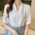 Elegant Korean Chiffon V-Neck Pearl Short Sleeve Summer Blouse