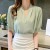 Elegant Korean Chiffon V-Neck Pearl Short Sleeve Summer Blouse