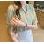 Elegant Korean Chiffon V-Neck Pearl Short Sleeve Summer Blouse