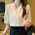 Elegant Korean Chiffon V-Neck Pearl Short Sleeve Summer Blouse