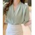 Elegant Korean Chiffon V-Neck Pearl Short Sleeve Summer Blouse