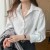 Striped Turn-Down Collar Office Chiffon Blouse for Women 2024