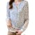 Elegant Floral Print V-Neck Women's Chiffon Blouse Long Sleeve Top