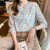 Elegant Floral Print V-Neck Women's Chiffon Blouse Long Sleeve Top