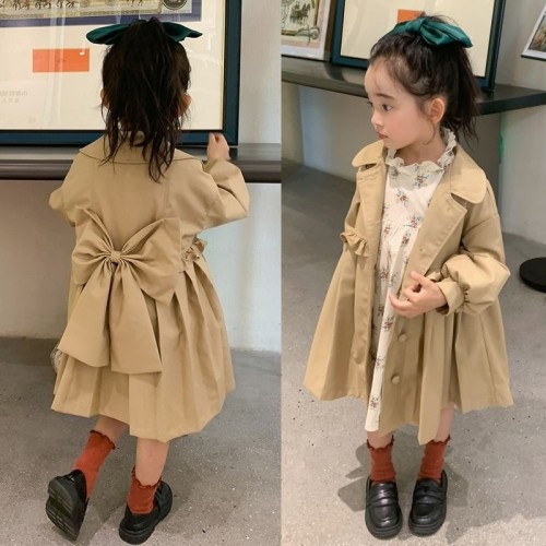 Fashionable Girls Long Trench Coat for Ages 2-9, Windbreaker Jacket for Spring and Autumn Seasons 2025