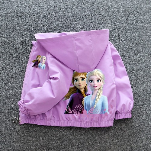 Disney Girls Mickey Mouse Frozen Elsa Princess Hooded Jacket for Spring & Autumn, Casual Sports Outerwear