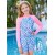 2024 Girls Long Sleeve One-Piece Mermaid Swimsuit Beachwear