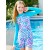 2024 Girls Long Sleeve One-Piece Mermaid Swimsuit Beachwear