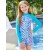 2024 Girls Long Sleeve One-Piece Mermaid Swimsuit Beachwear