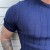 Navy Blue Men's Round Collar Slim Fit Knitted T-shirt with Striped Pattern