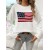 American Flag Long Sleeve Crew Neck Women’s Sweater – Casual Autumn/Winter Knit Pullove