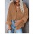 Women’s Autumn/Winter Solid Lapel Pit Stripe Casual Coat – Button-Up Jacket with Turn-Down Collar