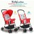 Baybee Lightweight Foldable Baby Stroller – Adjustable Backrest, Canopy & Safety Harness (Red)