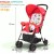 Baybee Lightweight Foldable Baby Stroller – Adjustable Backrest, Canopy & Safety Harness (Red)