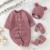 Newborn Baby Knitted Romper Gloves Shoes Set - 4PC Solid Infant Clothing Outfit