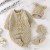 Newborn Baby Knitted Romper Gloves Shoes Set - 4PC Solid Infant Clothing Outfit