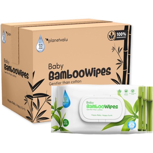 Organic Baby Bamboo Wipes – 99.9% Water-Based, Gentle & Eco-Friendly