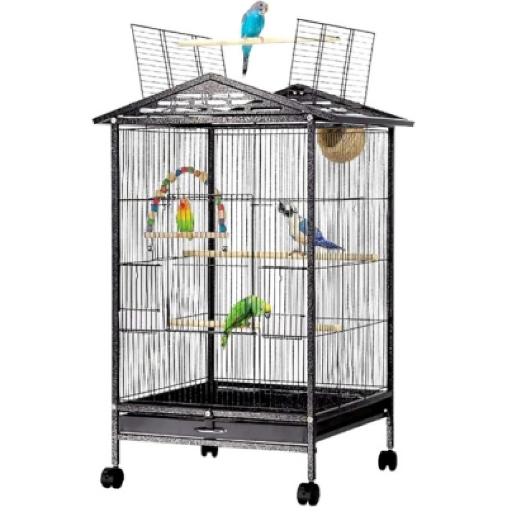 Large Metal Bird Cage with Wheels – Spacious and Easy to Clean for Parrots and Parakeets