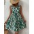 Women’s Boho Print Mini Dress – Sleeveless V-Neck Ruffle A-Line Beach Sundress