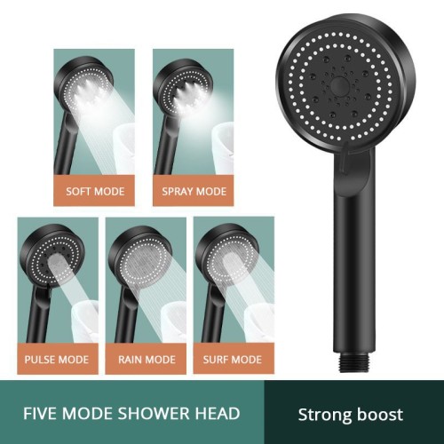 5 Mode Adjustable Pressure Boost Shower Head – Large Water Yield & Massage Function