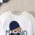 Casual Cartoon Bear Long Sleeve Tee & Navy Pants Set for Toddlers (3-24 Months)