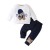 Casual Cartoon Bear Long Sleeve Tee & Navy Pants Set for Toddlers (3-24 Months)