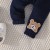 Casual Cartoon Bear Long Sleeve Tee & Navy Pants Set for Toddlers (3-24 Months)