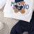 Casual Cartoon Bear Long Sleeve Tee & Navy Pants Set for Toddlers (3-24 Months)