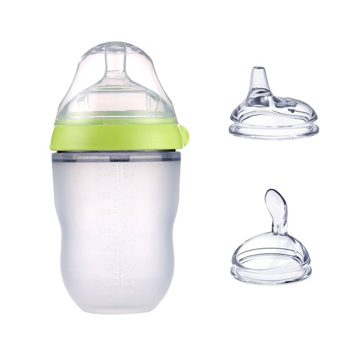 3-in-1 250ml Silicone Baby Drinking Bottle for Milk & Water - BPA Free Feeding Bottle