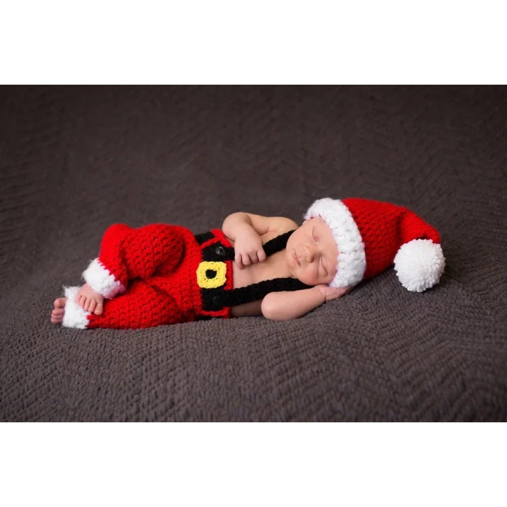 Newborn Baby Photography Outfit Set Christmas Theme Red Costume for 0-6 Months