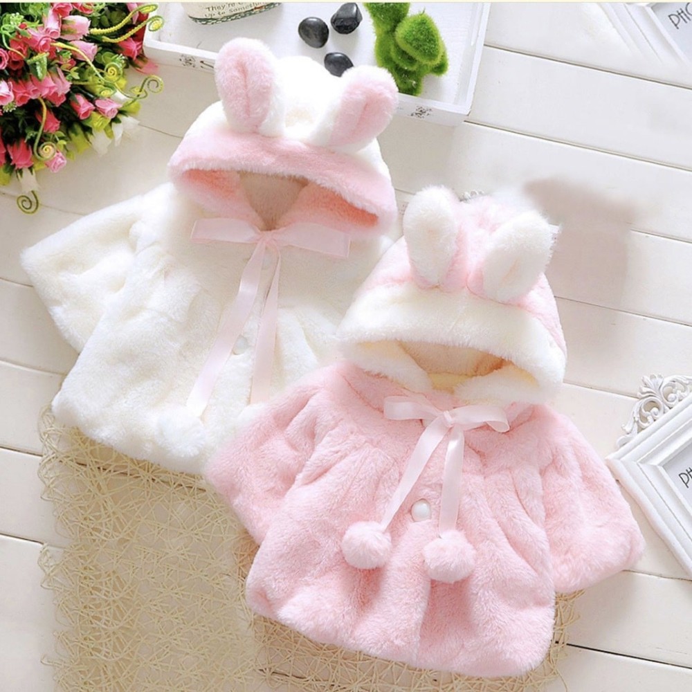 Children’s Wool Shawl Cape – Baby Ear Fleece Jacket for Girls (Autumn & Winter)