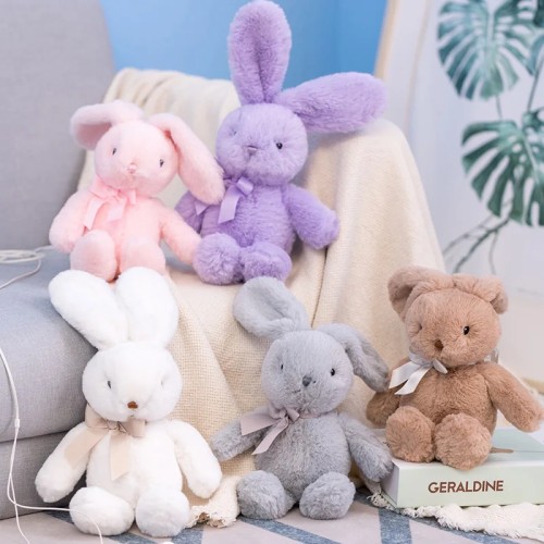 25cm Long Ears Bunny Plush Toy – Soft Rabbit Doll for Christmas & Birthday Gifts