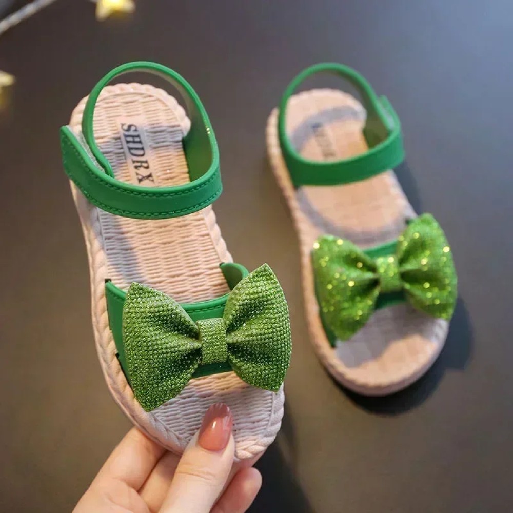 Kids Bow Summer Sandals | Non-slip Soft Sole Princess Shoes for Girls | Beach Sandals (24-29)