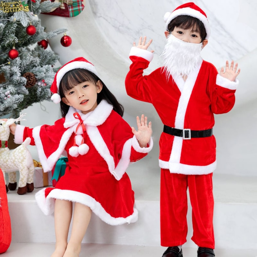 Kids Christmas Santa Claus Costume Set with Hat – Festive Outfit for Boys & Girls