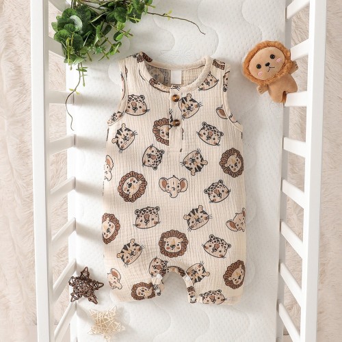 Baby Boy Summer Jumpsuit | Cute Cartoon Animal Pattern | Daily Casual Cotton Romper