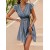 Casual Summer Striped A-line Dress – Flounce Sleeves V-Neck Midi Dress for Women 2024