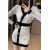 Female Color Matching Knit Dress - V-Neck Bodycon Crochet Mini Dress for Autumn & Winter