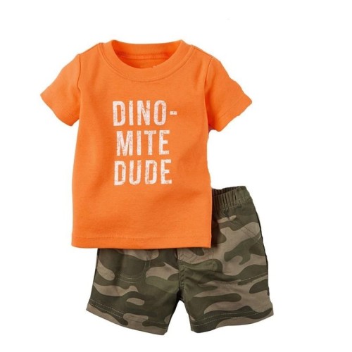 Summer Toddler Boys Clothes Suit - Green Dino Baby Boy Cotton 2PCS Set (6M-24M)