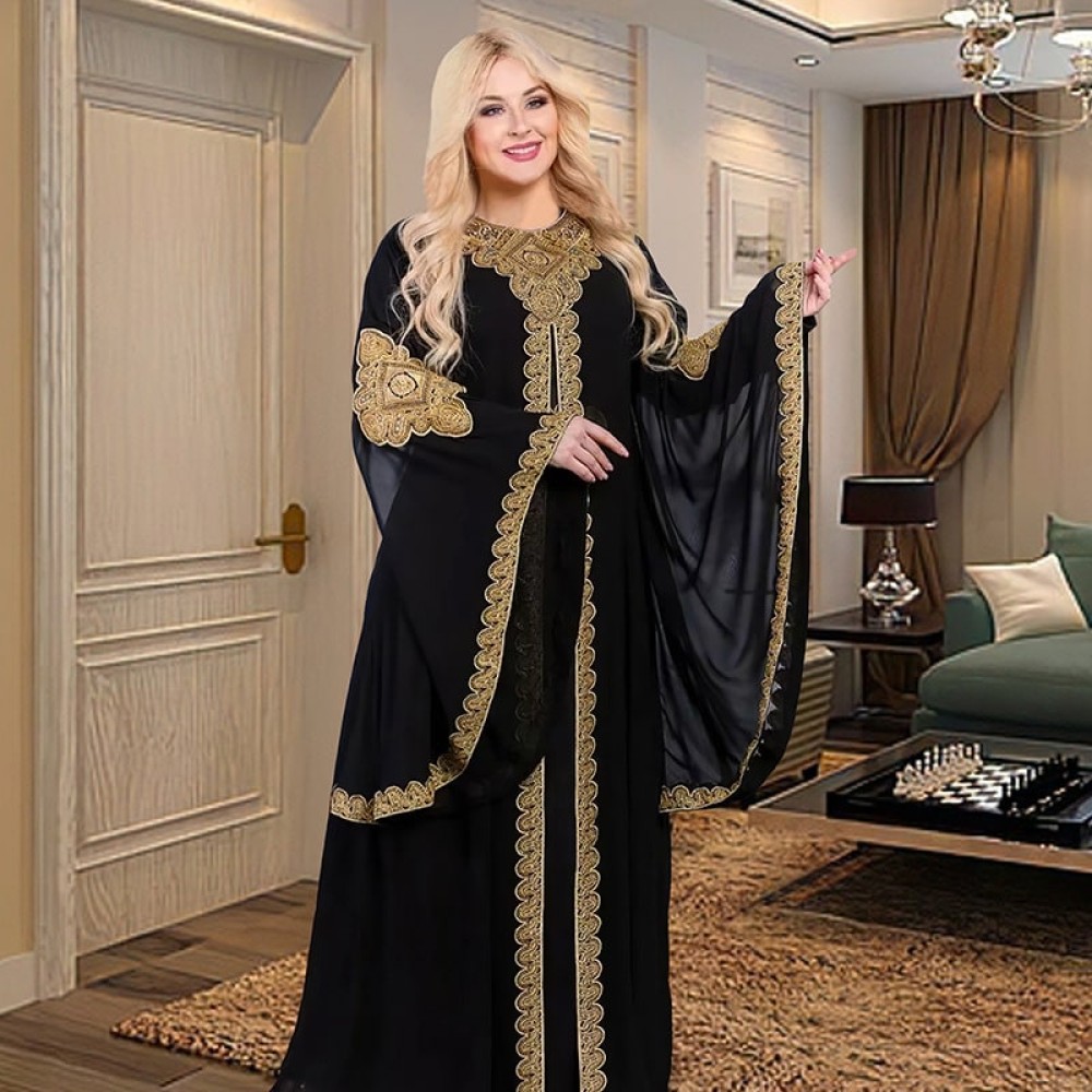 Luxury 2-Piece Abayas for Women – Dubai Boubou Muslim Dress Caftan for Wedding & Party