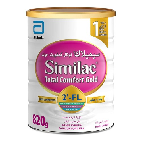 Similac Total Comfort Gold Stage 1 Infant Formula with 2'-FL Prebiotic for Gentle Digestion, 820g