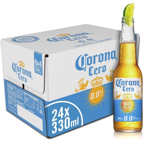 Corona zero Alcohol-Free Lager Beer 24 Pack 330ml Bottles with Crisp and Refreshing Taste, 0% ABV