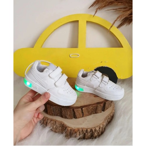 Ebulduk Illuminated White Velcro Sneakers for Kids – Comfortable & Stylish