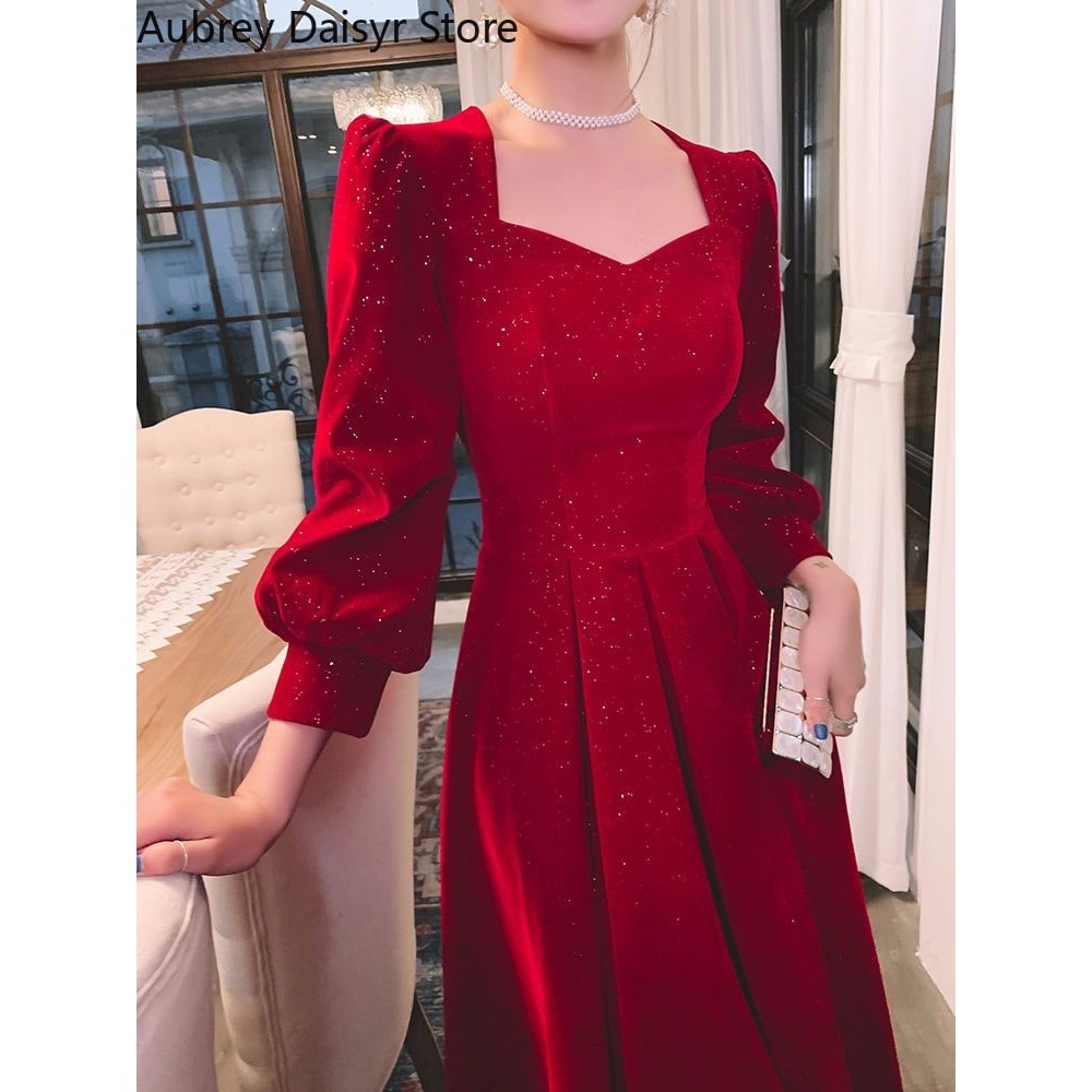 Elegant Red Sequins Midi Dress – Perfect for Formal Occasions and Evening Parties