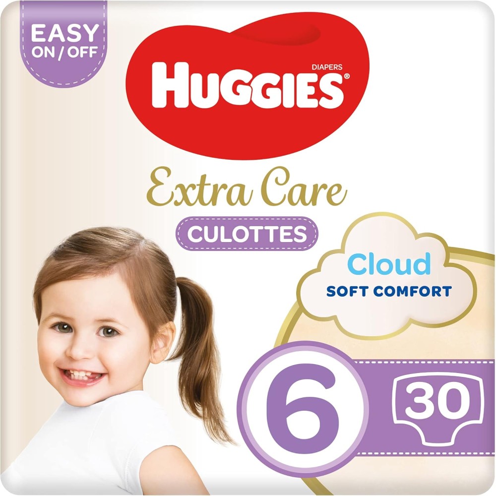 Huggies Extra Care Culottes, Size 6 (15-25 kg)– 30/60/120 Diaper Pants for Maximum Comfort & Protection